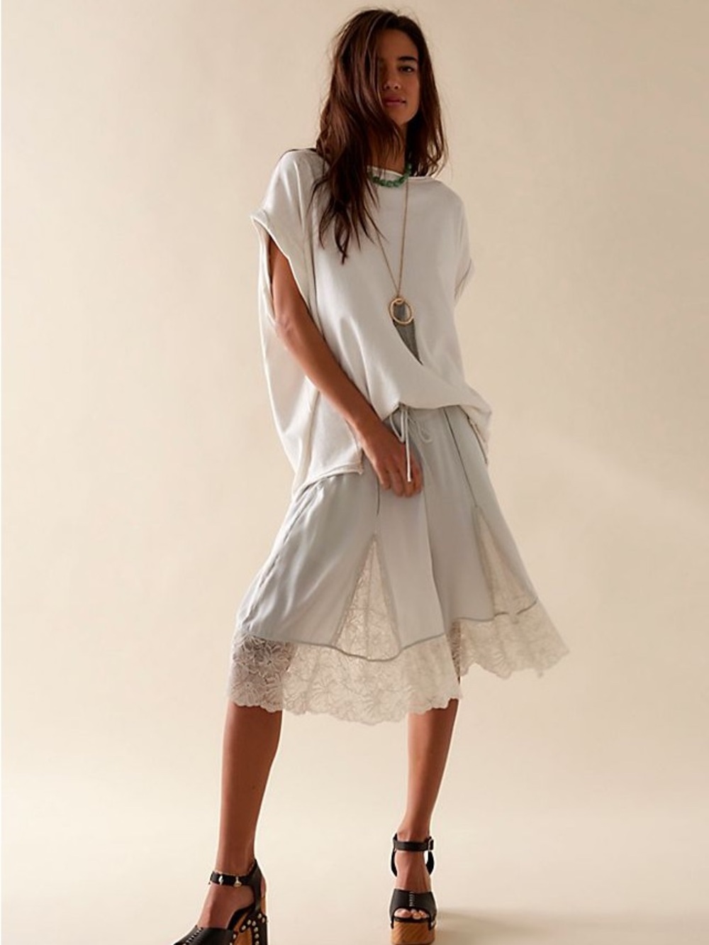 Free People Made You Look Lace-Trim Shorts